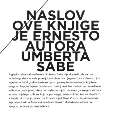 Udruga Domino, izdavaštvo - Umberto Saba: Ernesto, 2011.