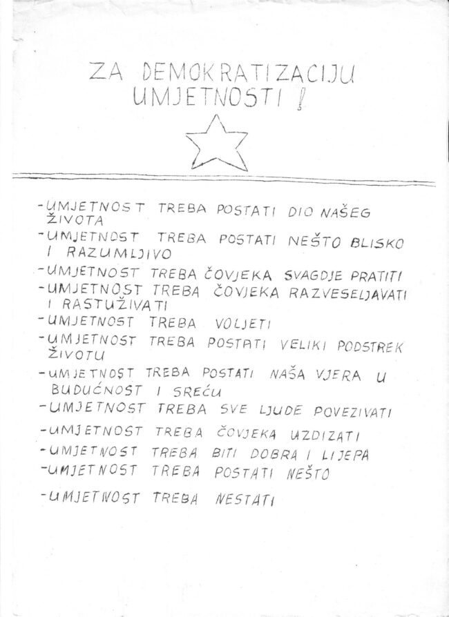 Za demokratizaciju umjetnosti